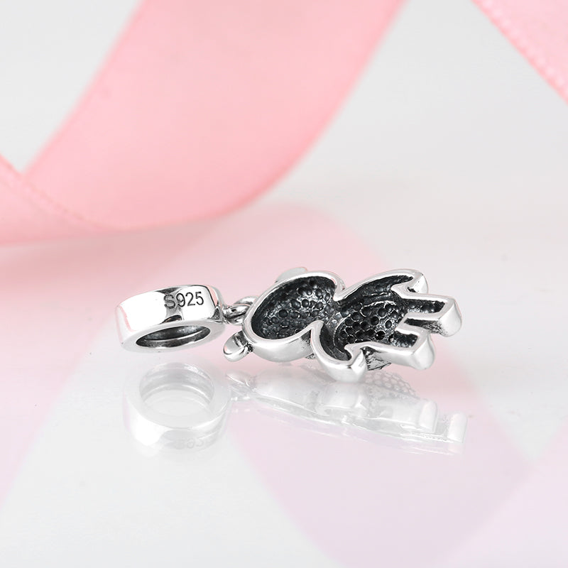 S925 Sterling Silver Teddy Bear Dangle Charm Sparkling Animal Pendant Bead For DIY Charm Bracelet Necklace Jewelry Making Gift