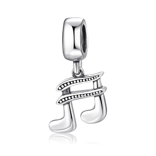 S925 Sterling Silver Music Note Dangle Charm Musical Pendant Bead For DIY Charm Bracelet Necklace Jewelry Making Gift