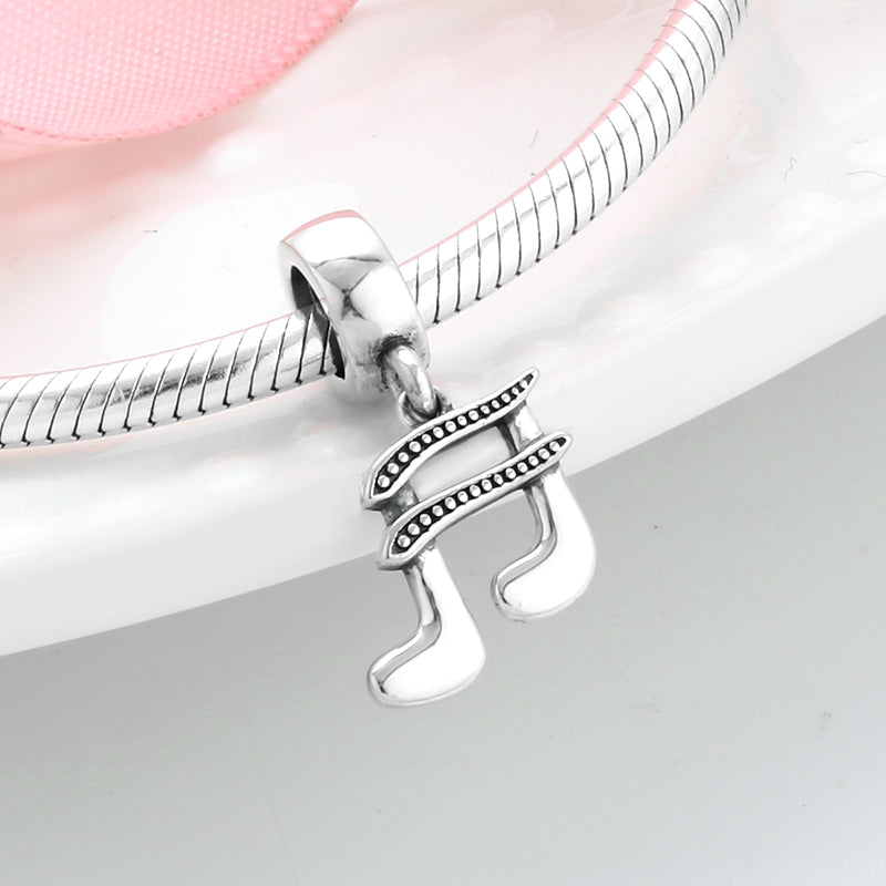 S925 Sterling Silver Music Note Dangle Charm Musical Pendant Bead For DIY Charm Bracelet Necklace Jewelry Making Gift