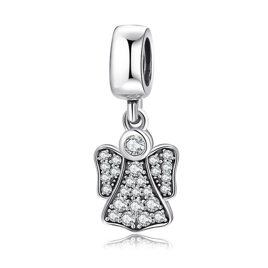 S925 Sterling Silver Angel Wings Heart Dangle Charm Love Pendant Bead For DIY Charm Bracelet Necklace Jewelry Making Gift