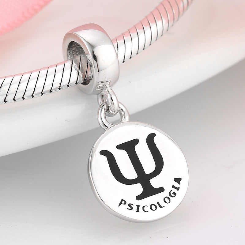 S925 Sterling Silver Portuguese Profession Dangle Charm Hollow Letter Pendant Bead For DIY Charm Bracelet Necklace Jewelry Making Gift