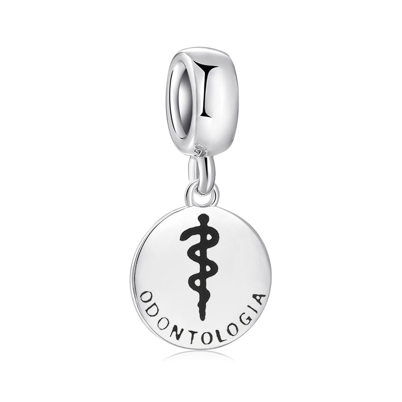 S925 Sterling Silver Portuguese Profession Dangle Charm Hollow Letter Pendant Bead For DIY Charm Bracelet Necklace Jewelry Making Gift
