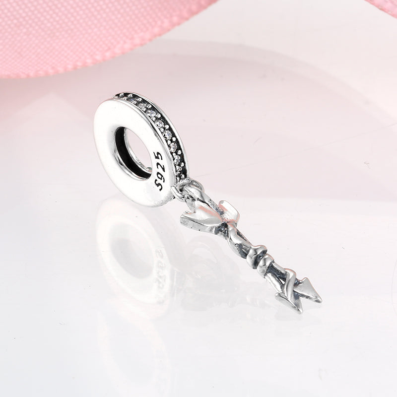 S925 Sterling Silver Cupid Arrow Dangle Charm Minimalist Love Pendant Bead For DIY Charm Bracelet Necklace Jewelry Gift