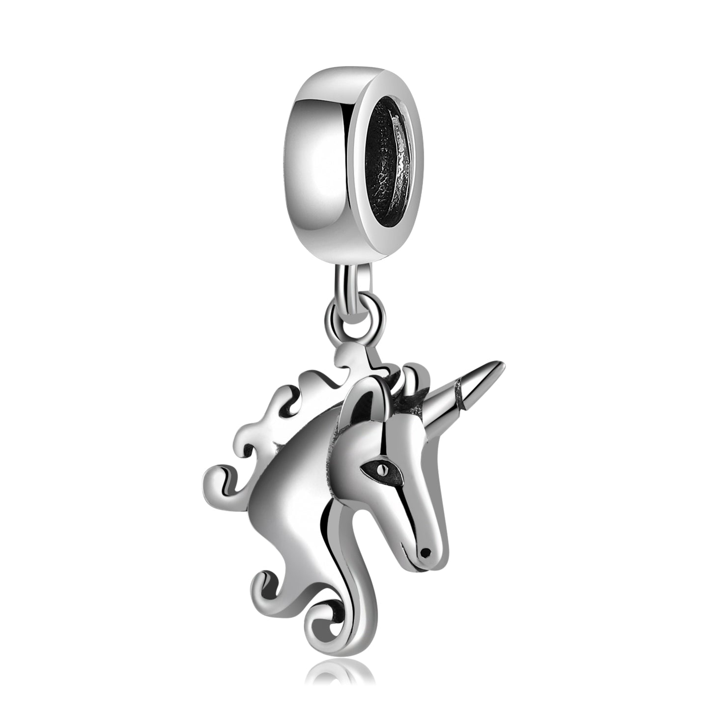 S925 Sterling Silver Unicorn Dangle Charm Cute Cartoon Animal Pendant Bead For DIY Charm Bracelet Necklace Jewelry Gift