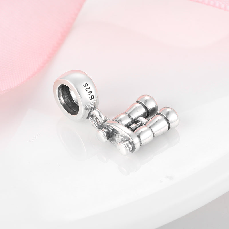 S925 Sterling Silver Telescope Dangle Charm Minimalist Pendant Bead For DIY Charm Bracelet Necklace Jewelry Gift