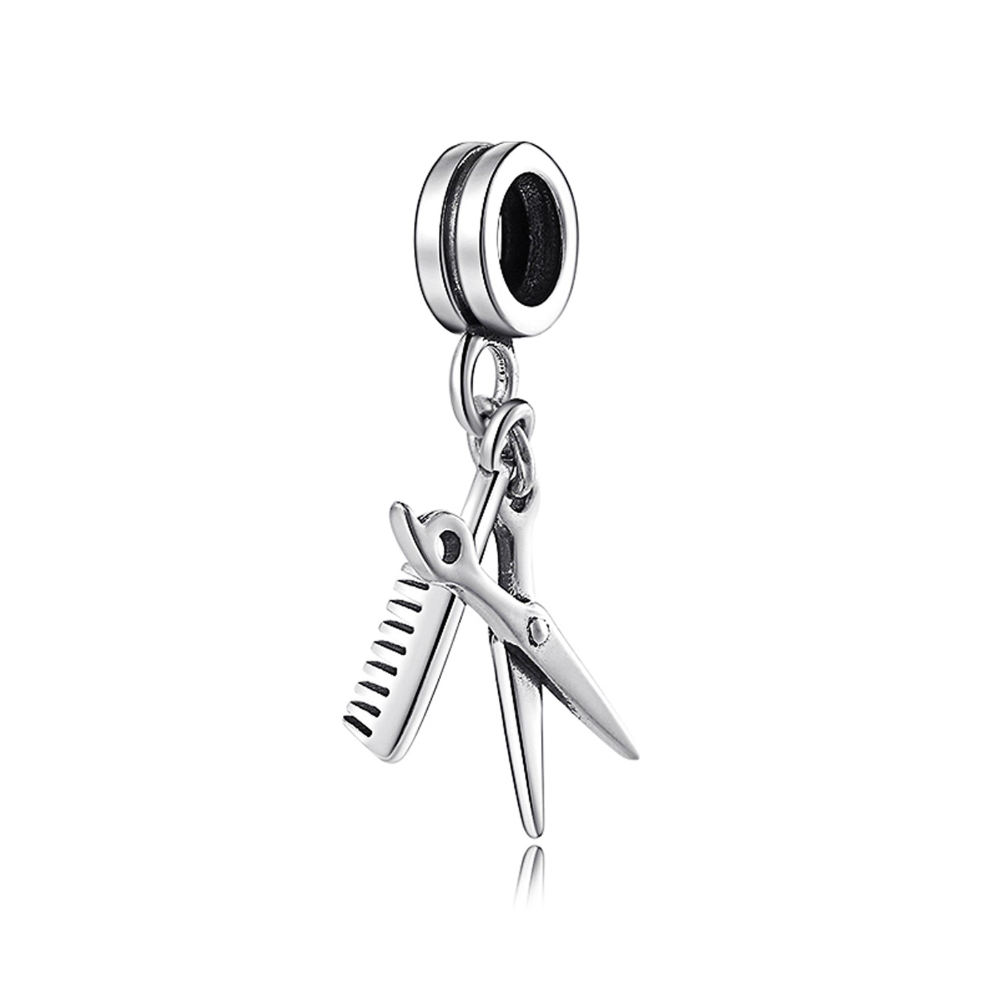 S925 Sterling Silver Scissors And Comb Dangle Charm Minimalist Pendant Bead For DIY Charm Bracelet Necklace Jewelry Gift