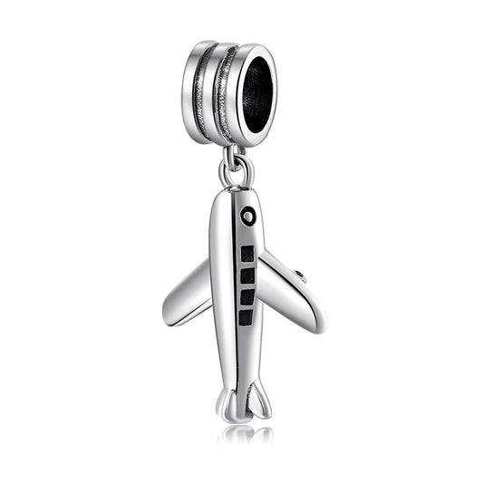 S925 Sterling Silver Airplane Dangle Charm Minimalist Travel Pendant Bead For DIY Charm Bracelet Necklace Jewelry Gift