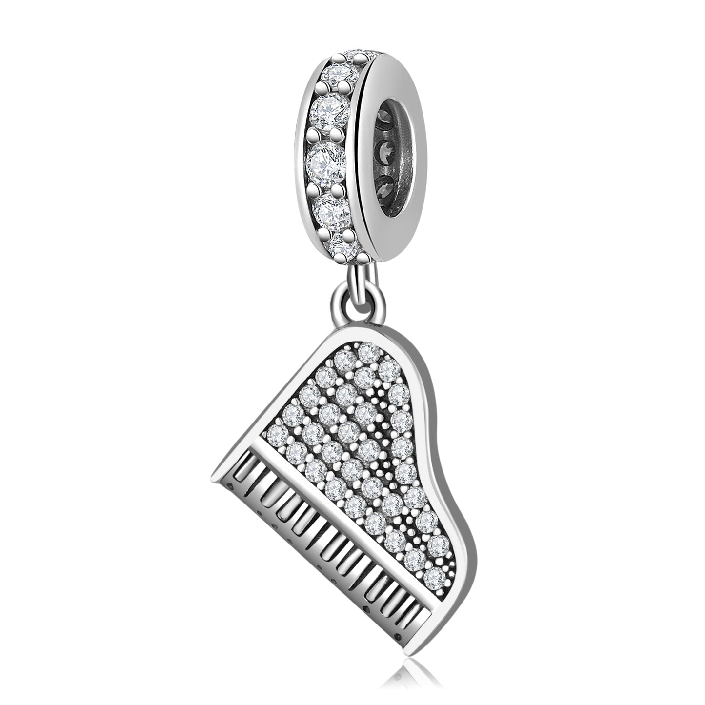 S925 Sterling Silver Piano Dangle Charm Sparkling Music Pendant Bead For DIY Charm Bracelet Necklace Jewelry Gift