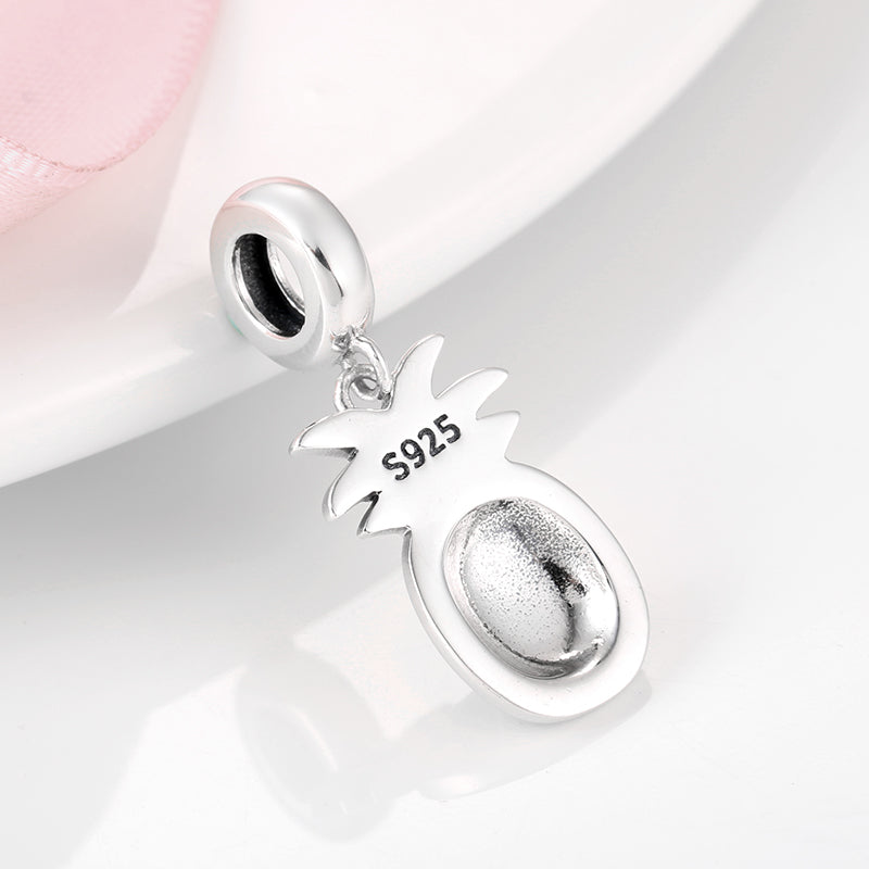 S925 Sterling Silver Pineapple Dangle Charm Cute Fruit Pendant Bead For DIY Charm Bracelet Necklace Jewelry Gift