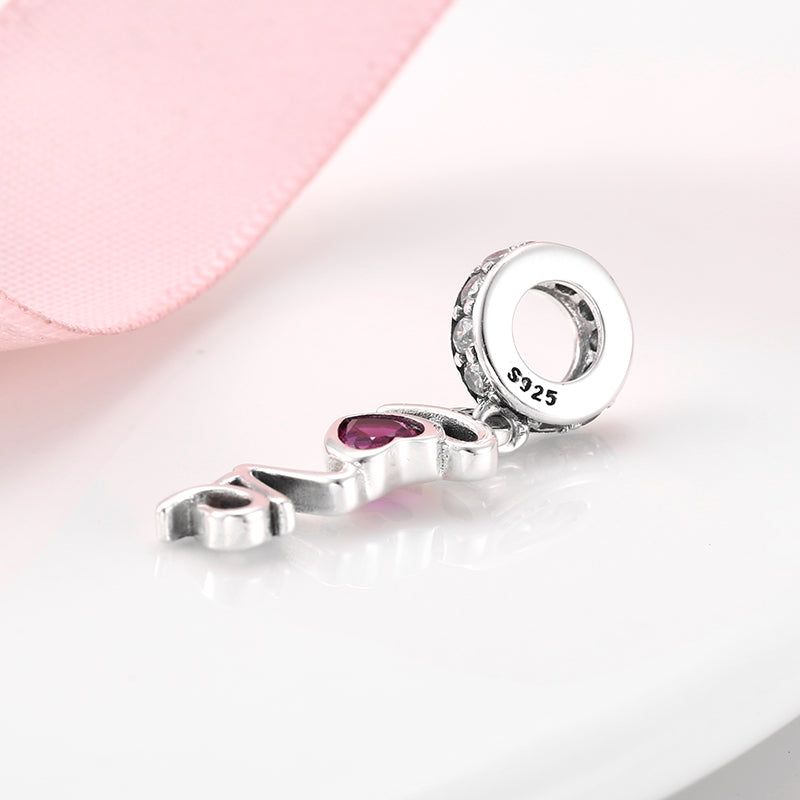 S925 Sterling Silver Heart LOVE Dangle Charm Romantic Pendant Bead For DIY Charm Bracelet Necklace Jewelry Gift