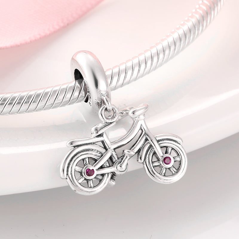 S925 Sterling Silver Bicycle Dangle Charm Cute Cycling Pendant Bead For DIY Charm Bracelet Necklace Jewelry Gift