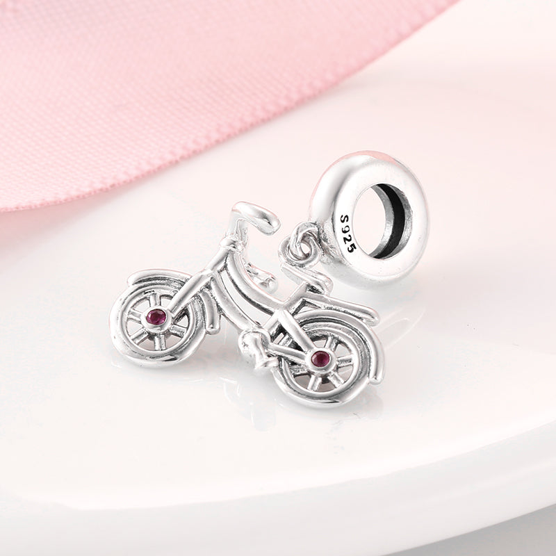 S925 Sterling Silver Bicycle Dangle Charm Cute Cycling Pendant Bead For DIY Charm Bracelet Necklace Jewelry Gift