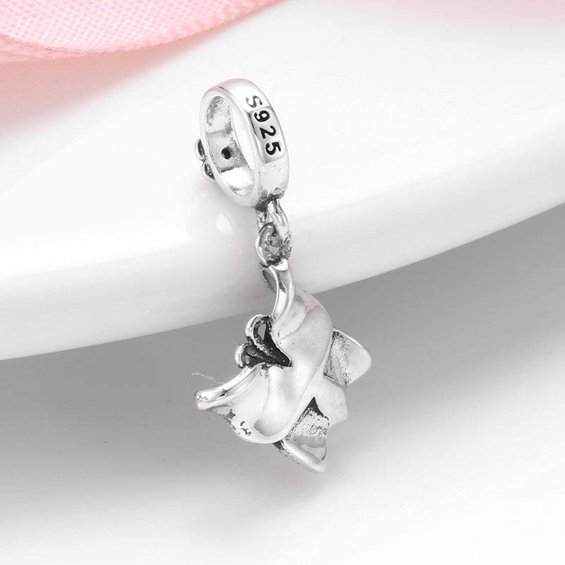 S925 Sterling Silver Purple Butterfly Dangle Charm Elegant Insect Pendant Bead For DIY Charm Bracelet Necklace Jewelry Gift