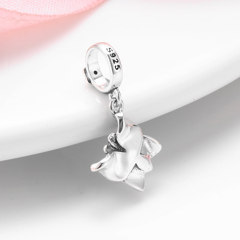 S925 Sterling Silver Blue Butterfly Dangle Charm, Blue Enamel Elegant Insect Bead For DIY Bracelet Necklace, Pandora Compatible Jewelry Accessory Gift