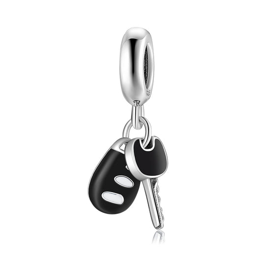 S925 Sterling Silver Car Key Dangle Charm Creative Pendant Bead For DIY Charm Bracelet Necklace Jewelry Gift