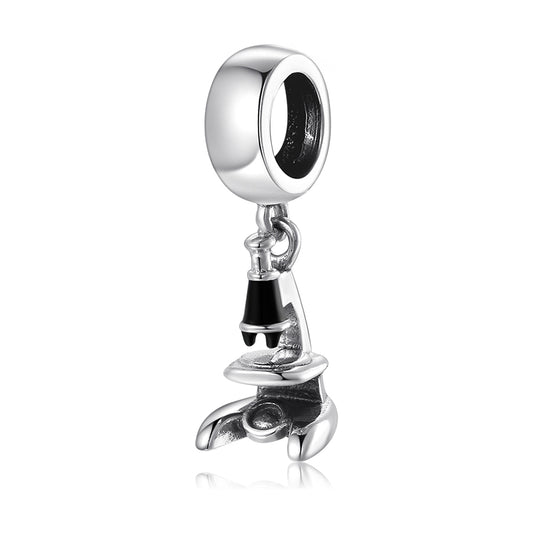 S925 Sterling Silver Microscope Dangle Charm Science Theme Pendant Bead For DIY Charm Bracelet Necklace Jewelry Gift
