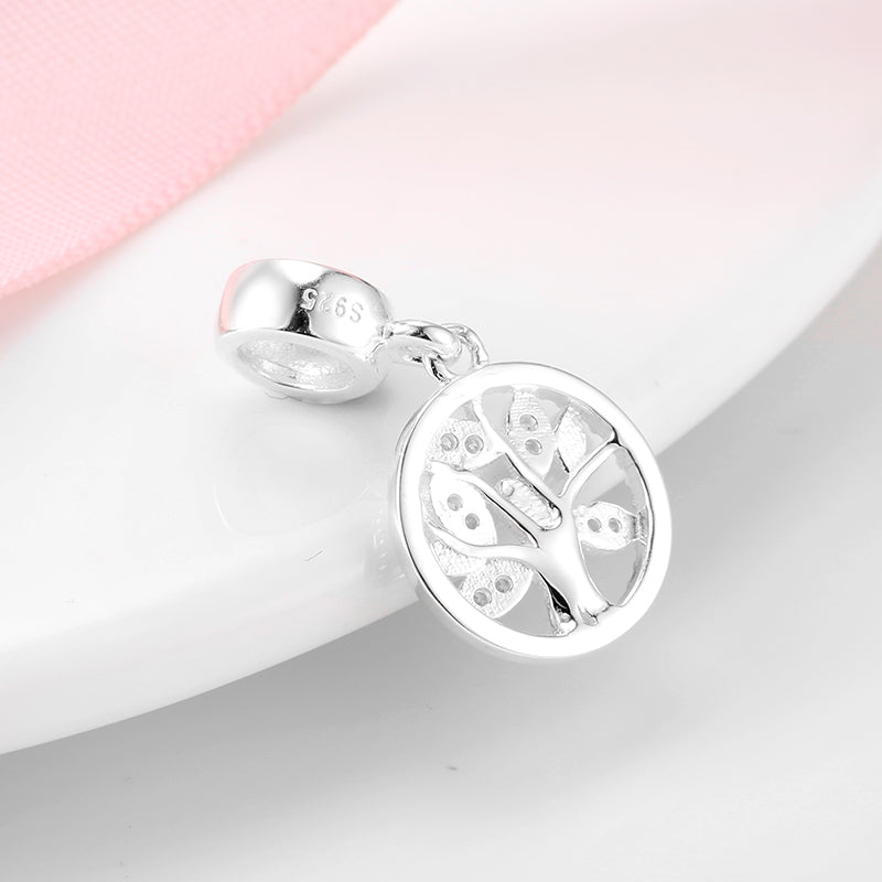S925 Sterling Silver Tree Of Life Dangle Charm Hollow Round Pendant Bead For DIY Charm Bracelet Necklace Jewelry Gift