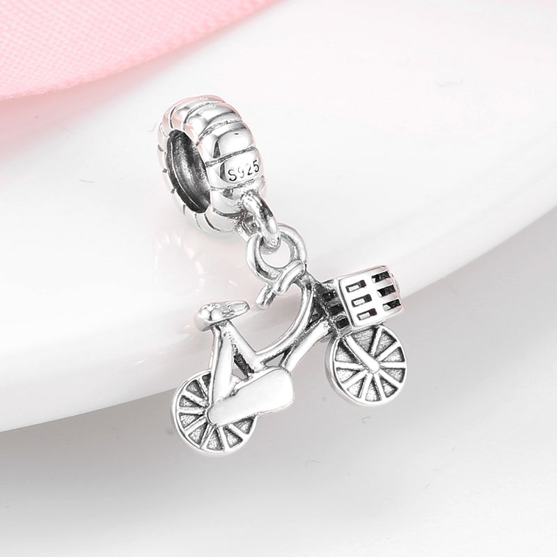 S925 Sterling Silver Bicycle Dangle Charm Creative Cycling Pendant Bead For DIY Charm Bracelet Necklace Jewelry Gift