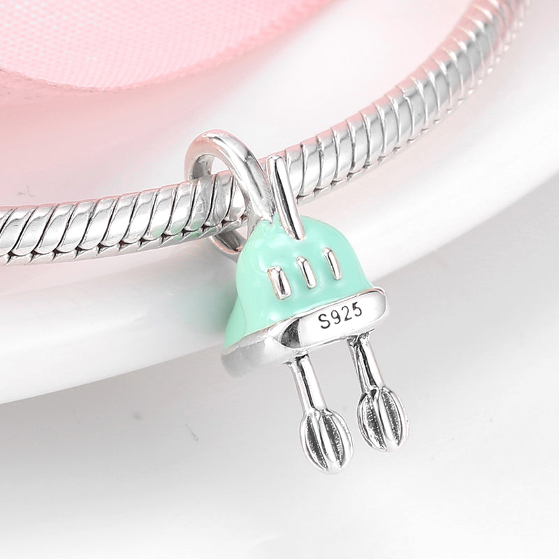 S925 Sterling Silver Whisk Dangle Charm Cute Kitchen Pendant Bead For DIY Charm Bracelet Necklace Jewelry Gift