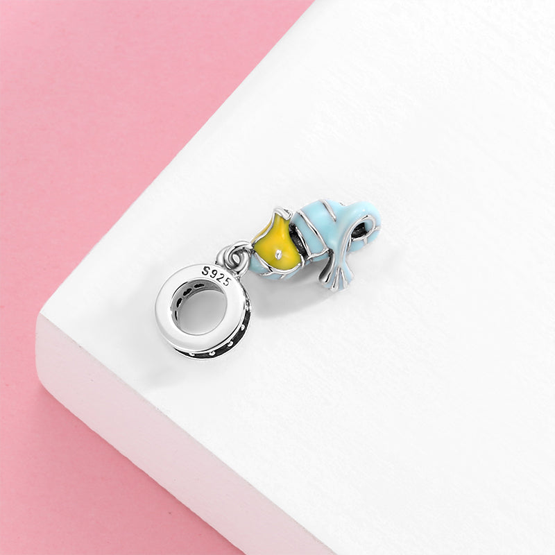 S925 Sterling Silver Seahorse Dangle Charm Resin Cute Ocean Pendant Bead For DIY Bracelet Necklace Jewelry Gift