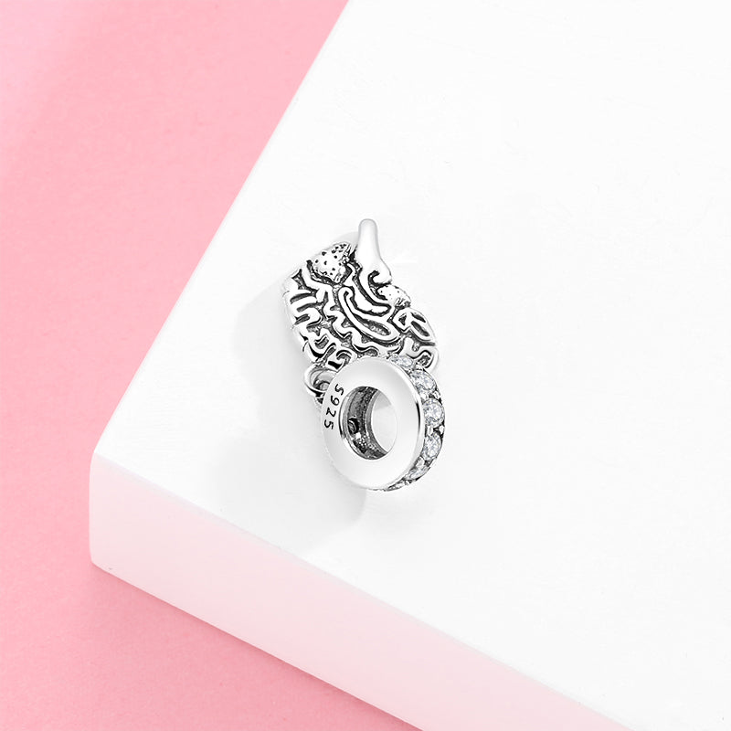 S925 Sterling Silver Brain Dangle Charm Rhinestone Pendant Bead For DIY Bracelet Necklace Jewelry Gift