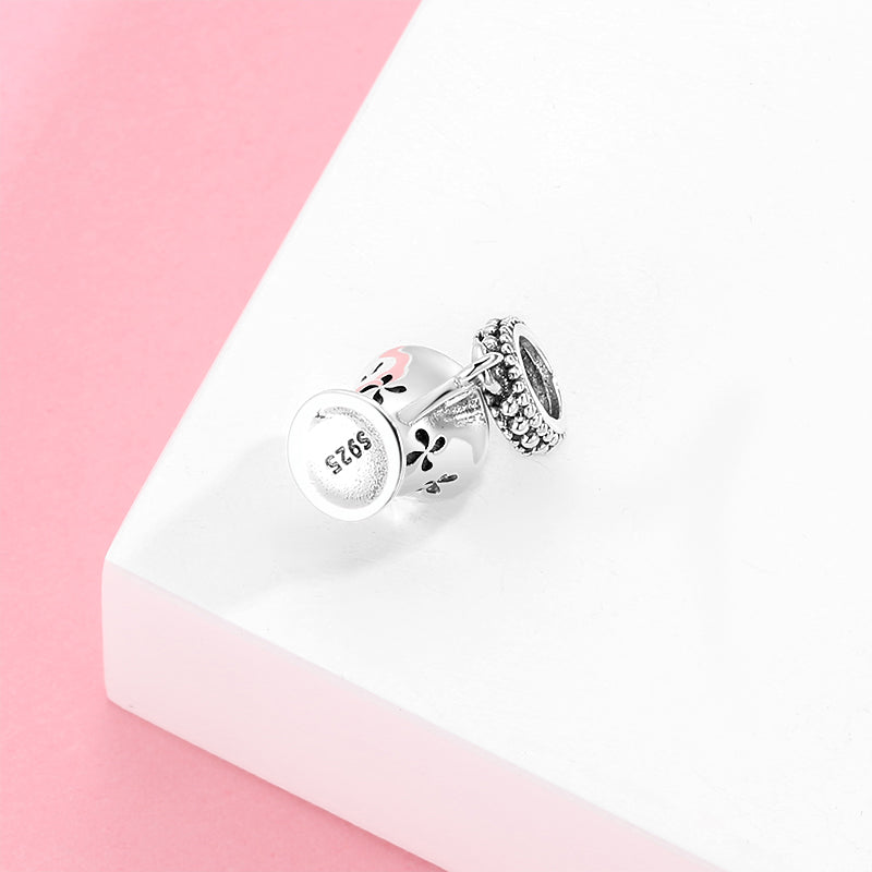S925 Sterling Silver Teacup Dangle Charm Minimalist Pendant Bead For DIY Bracelet Necklace Jewelry Gift