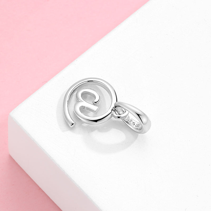S925 Sterling Silver At Symbol Dangle Charm Creative Minimalist Pendant Bead For DIY Bracelet Necklace Jewelry Gift