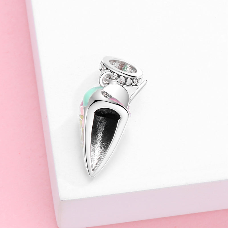 S925 Sterling Silver Ice Cream Dangle Charm Enamel Summer Pendant Bead For DIY Bracelet Necklace Jewelry Gift