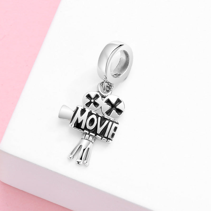 Original Movie Camera Dangle Charm 925 Sterling Silver Vintage Film Camera Pendant Bead For DIY Charm Bracelet Necklace Jewelry Making Gift