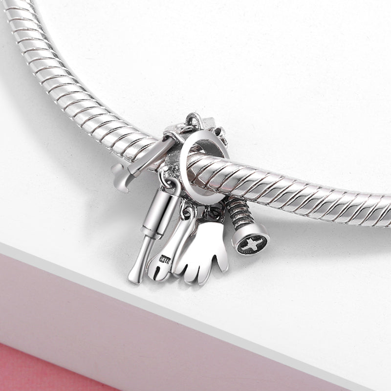 Everyday Tool Dangle Charm 925 Sterling Silver Creative Household Tool Pendant Bead For DIY Charm Bracelet Necklace Jewelry Making Gift