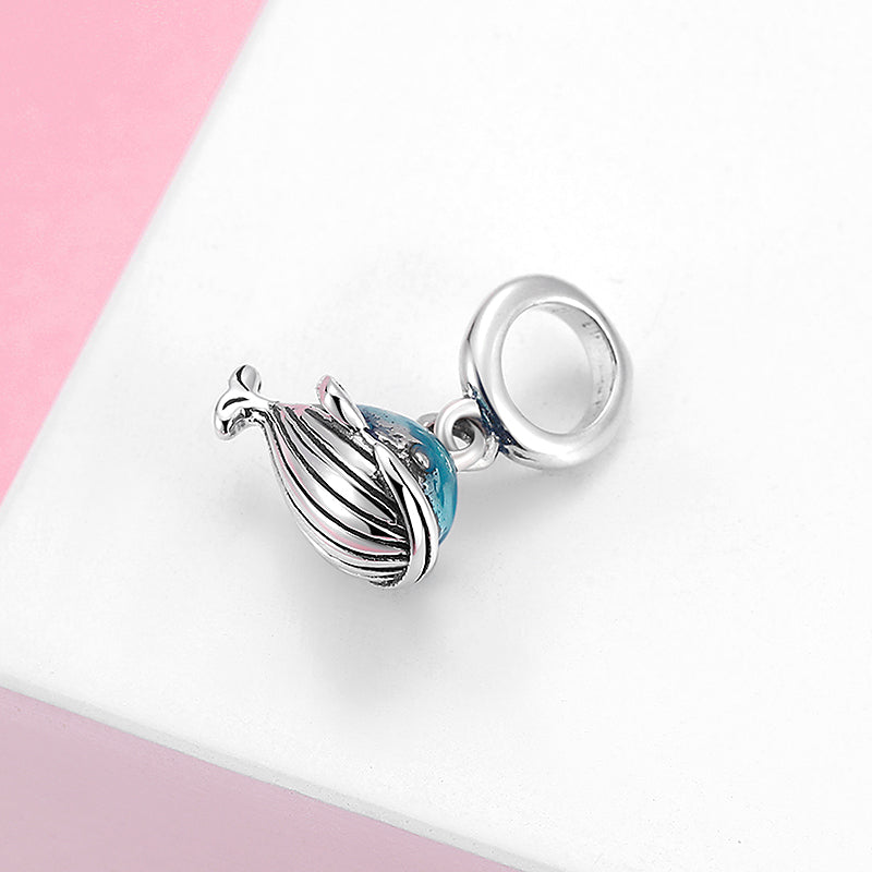 Dolphin Dangle Charm 925 Sterling Silver Blue Enamel Ocean Animal Pendant Bead For DIY Charm Bracelet Necklace Summer Jewelry Gift