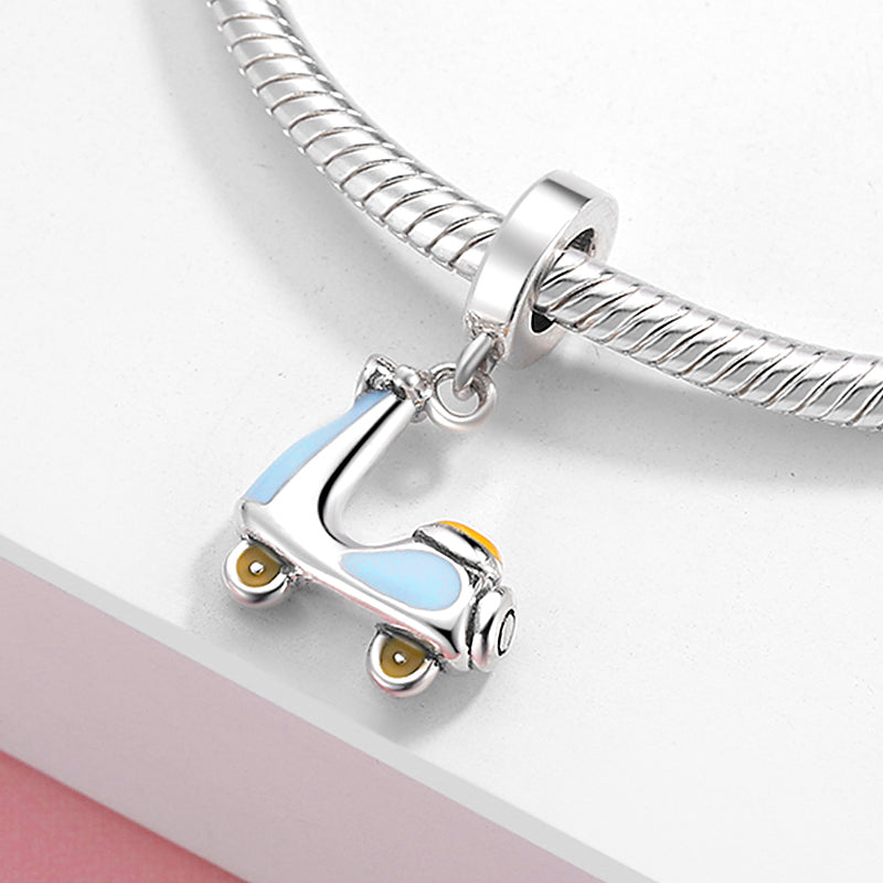 Electric Scooter Dangle Charm 925 Sterling Silver Cute Moped Pendant Bead For DIY Charm Bracelet Necklace Travel Jewelry Gift