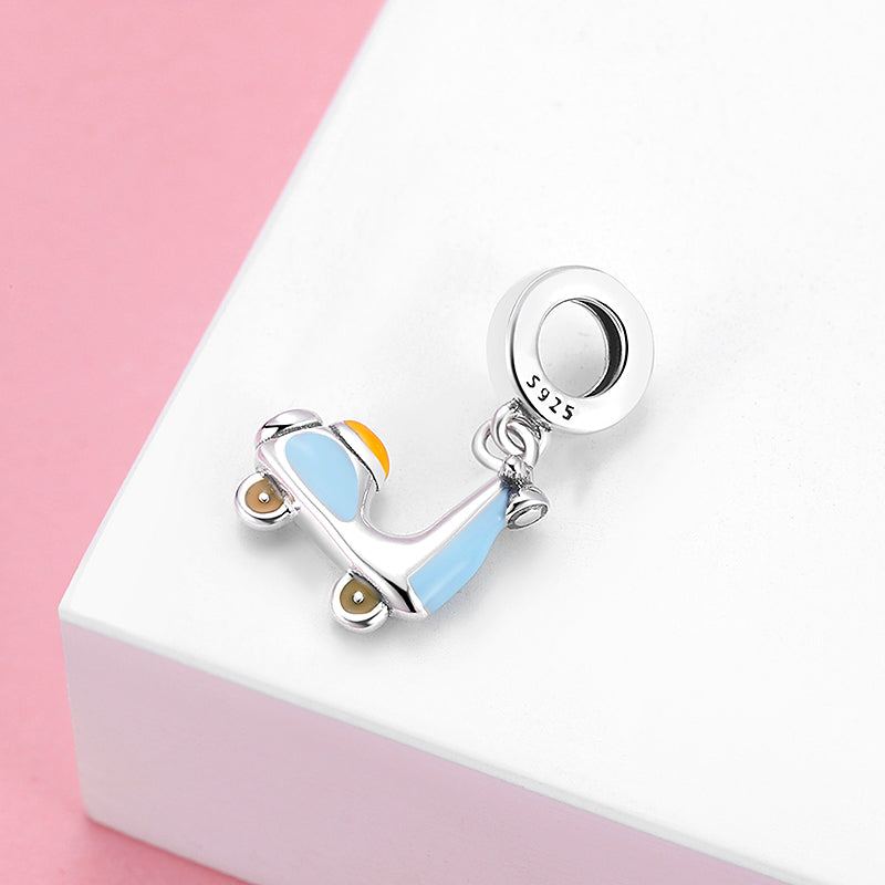 Electric Scooter Dangle Charm 925 Sterling Silver Cute Moped Pendant Bead For DIY Charm Bracelet Necklace Travel Jewelry Gift