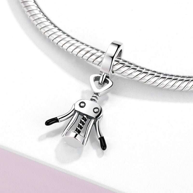 Bottle Opener Dangle Charm 925 Sterling Silver Creative Bar Tool Pendant Bead For DIY Charm Bracelet Necklace Novelty Jewelry Gift