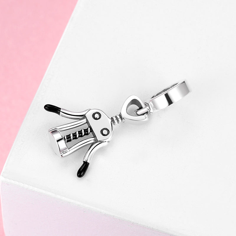 Bottle Opener Dangle Charm 925 Sterling Silver Creative Bar Tool Pendant Bead For DIY Charm Bracelet Necklace Novelty Jewelry Gift
