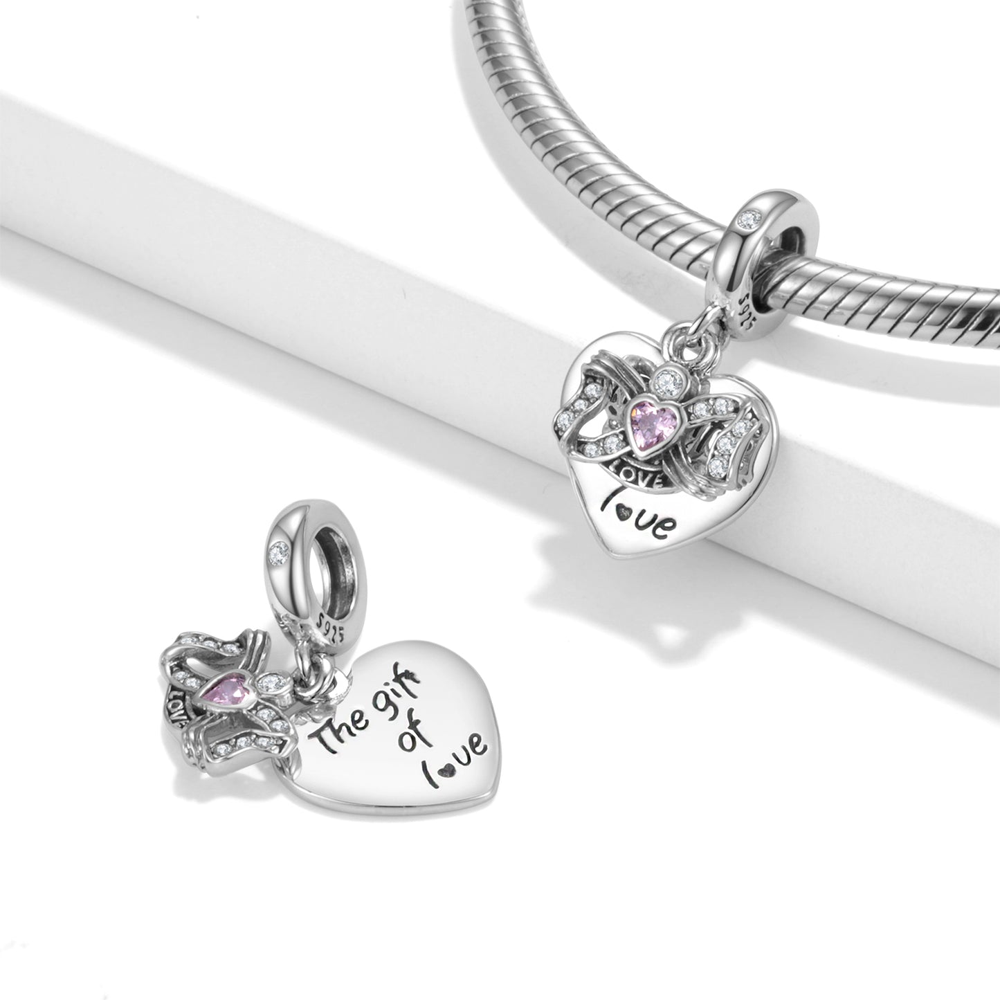 S925 Sterling Silver Gift Of Love Pendant, Handmade DIY Bracelet Accessory