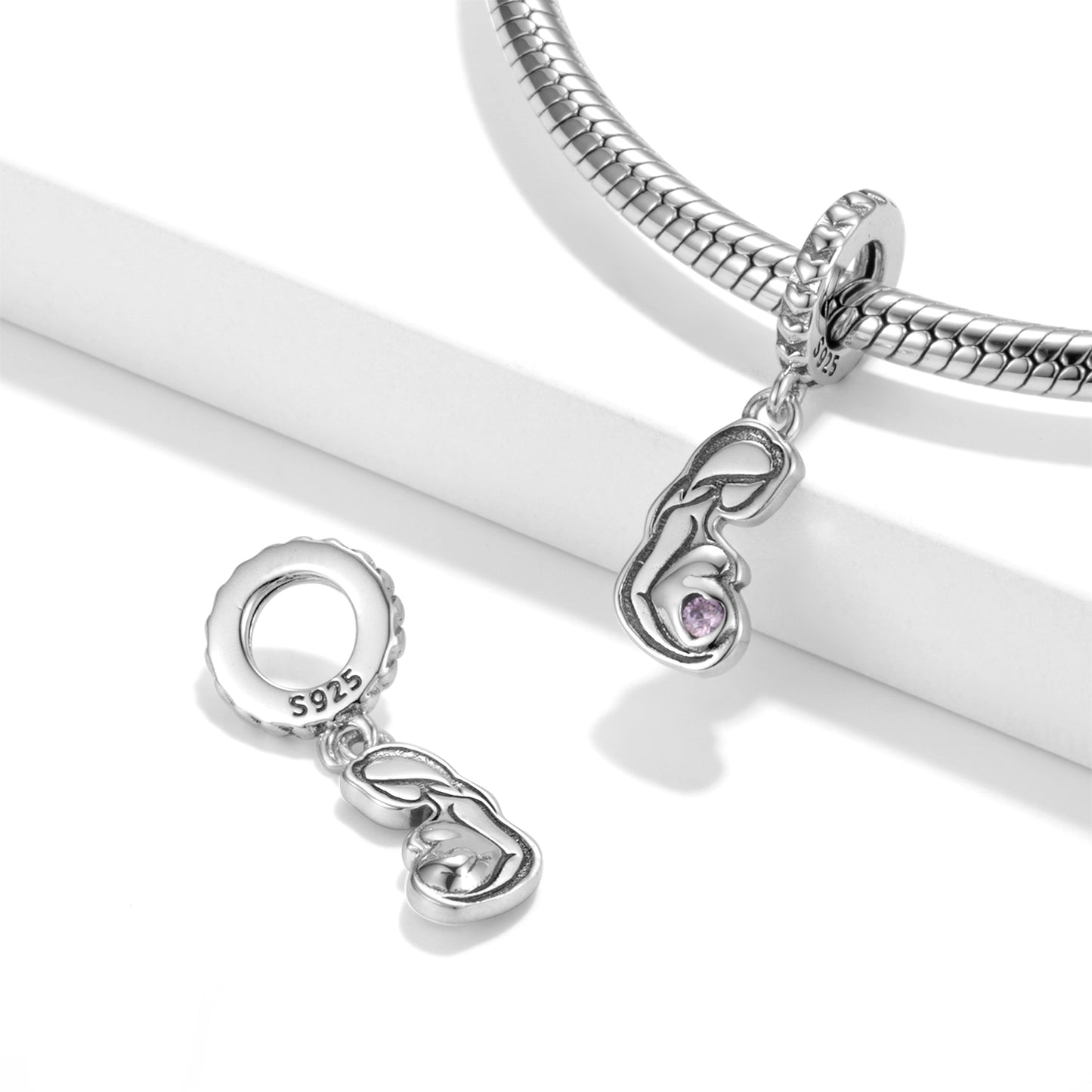 Original Mother’s Day S925 Sterling Silver Heart Pendant With Zircon, DIY Bracelet Gift