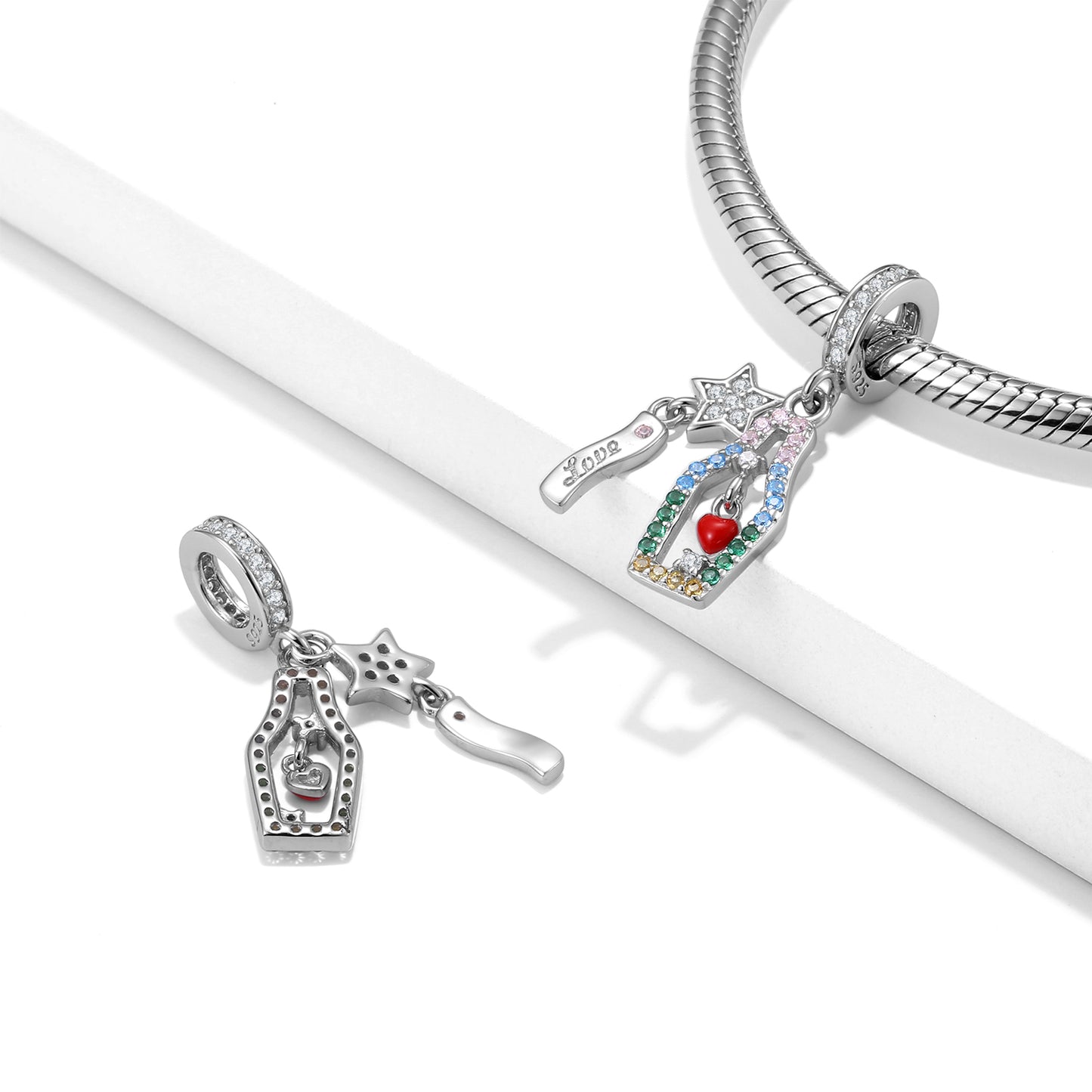 S925 Sterling Silver Message In A Bottle Dangle Charm Romantic Love Pendant Bead For DIY Charm Bracelet Necklace Jewelry Gift
