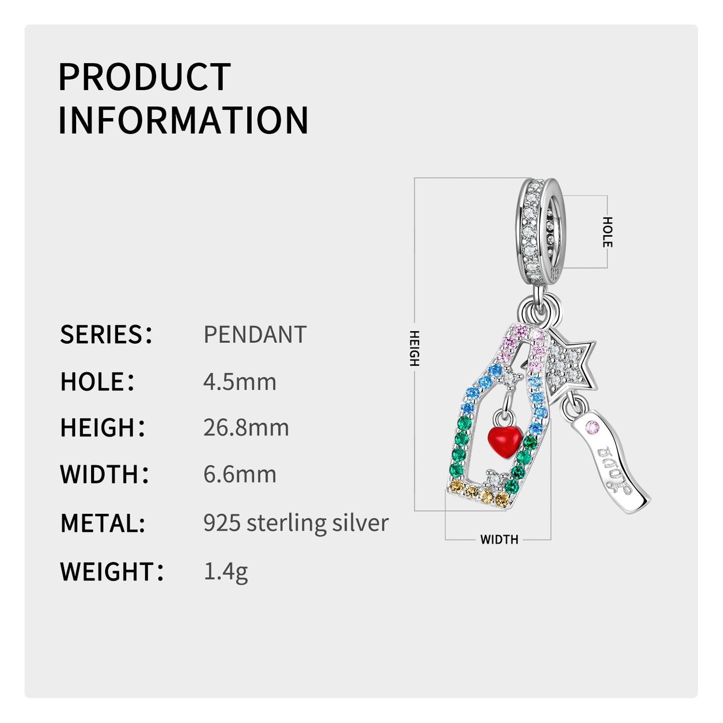 S925 Sterling Silver Message In A Bottle Dangle Charm Romantic Love Pendant Bead For DIY Charm Bracelet Necklace Jewelry Gift