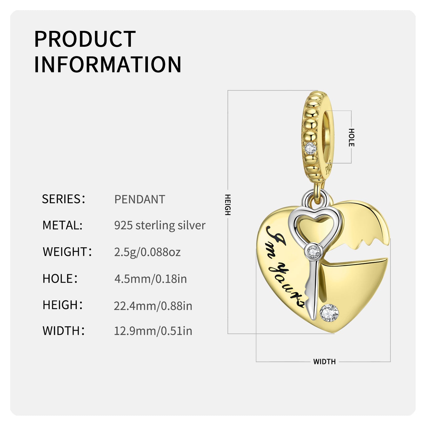S925 Sterling Silver Heart Lock And Key Dangle Charm Romantic Love Pendant Bead For DIY Charm Bracelet Necklace Jewelry Gift