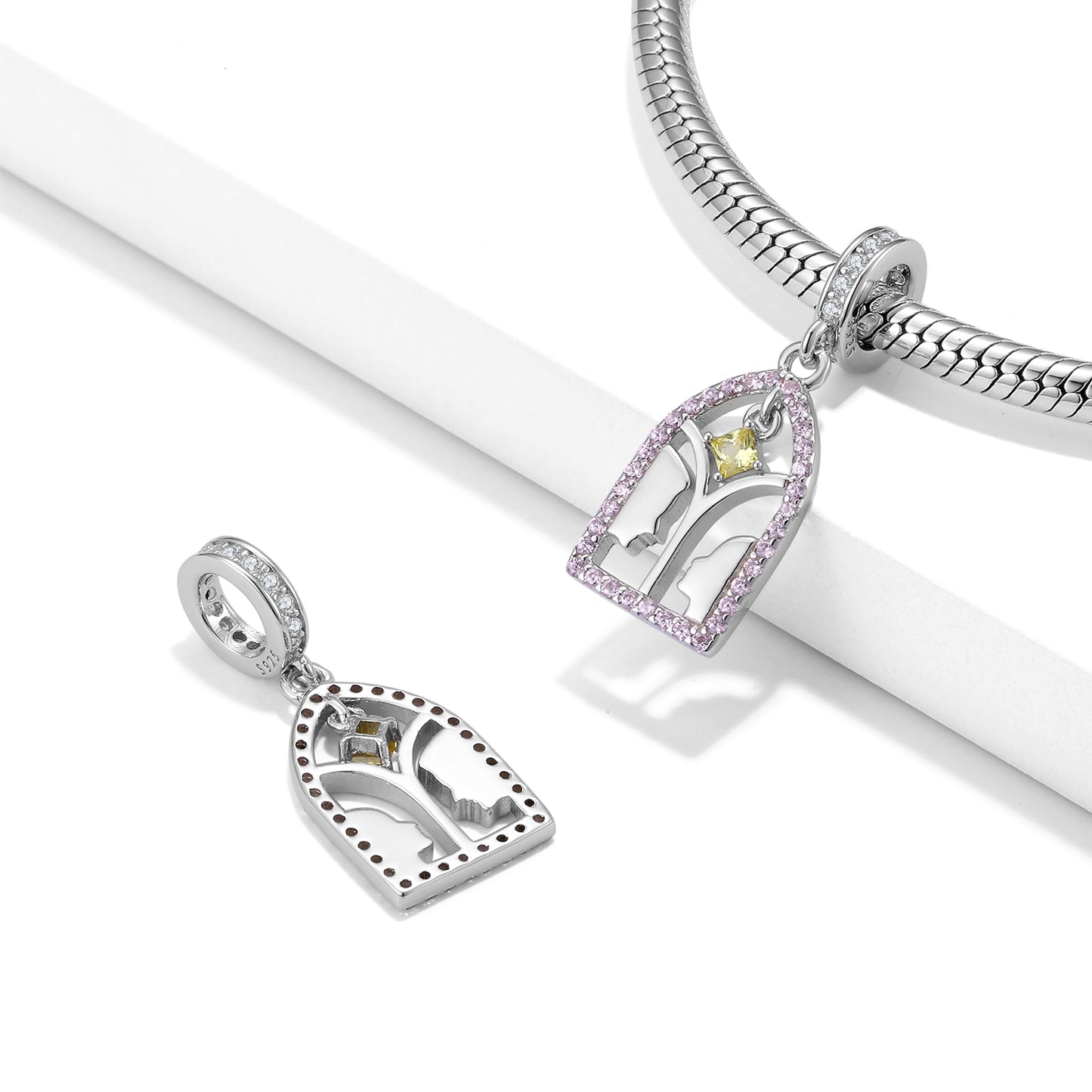 S925 Sterling Silver Loving Couple Dangle Charm Romantic Valentine's Day Pendant Bead For DIY Charm Bracelet Necklace Jewelry Gift