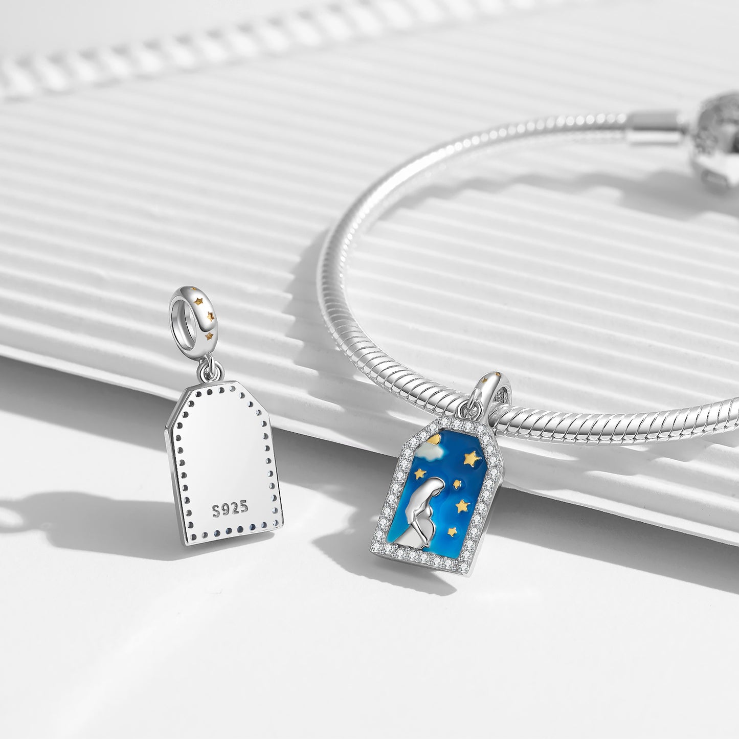 S925 Sterling Silver Mother And Baby Dangle Charm Enamel Mother's Day Pendant Bead For DIY Charm Bracelet Necklace Jewelry Gift