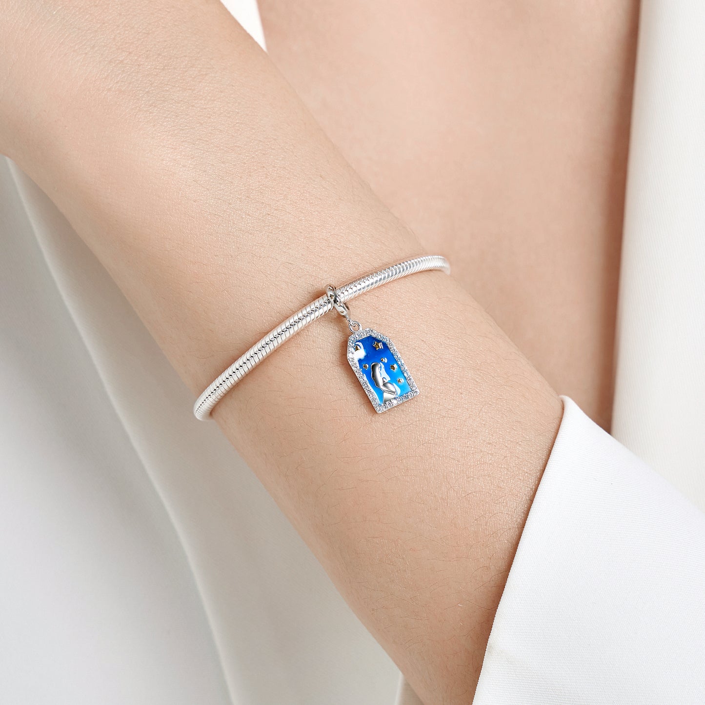 S925 Sterling Silver Mother And Baby Dangle Charm Enamel Mother's Day Pendant Bead For DIY Charm Bracelet Necklace Jewelry Gift