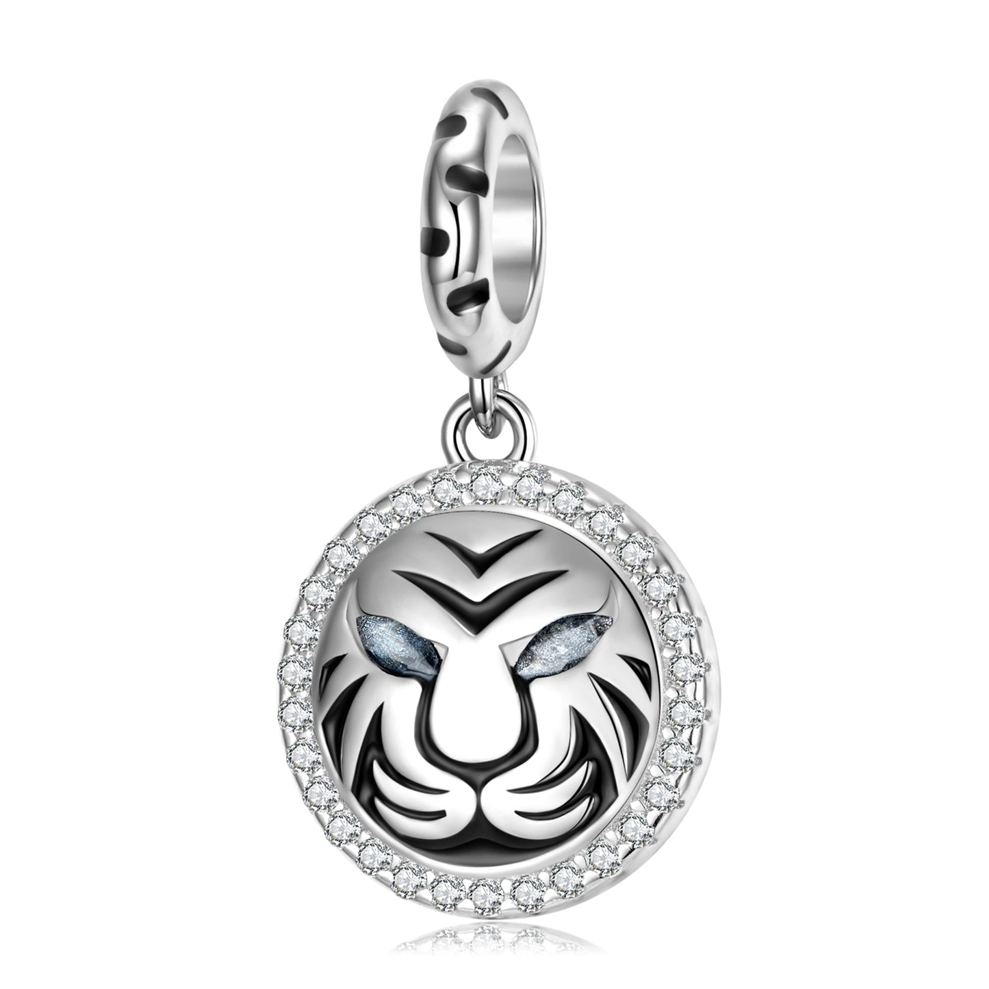 S925 Sterling Silver White Tiger Dangle Charm Zodiac Animal Pendant Bead For DIY Charm Bracelet Necklace Jewelry Gift