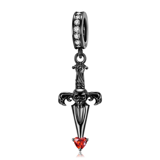S925 Sterling Silver Black Gold Cross Sword Heart Dangle Charm Gothic Pendant Bead For DIY Charm Bracelet Necklace Jewelry Gift