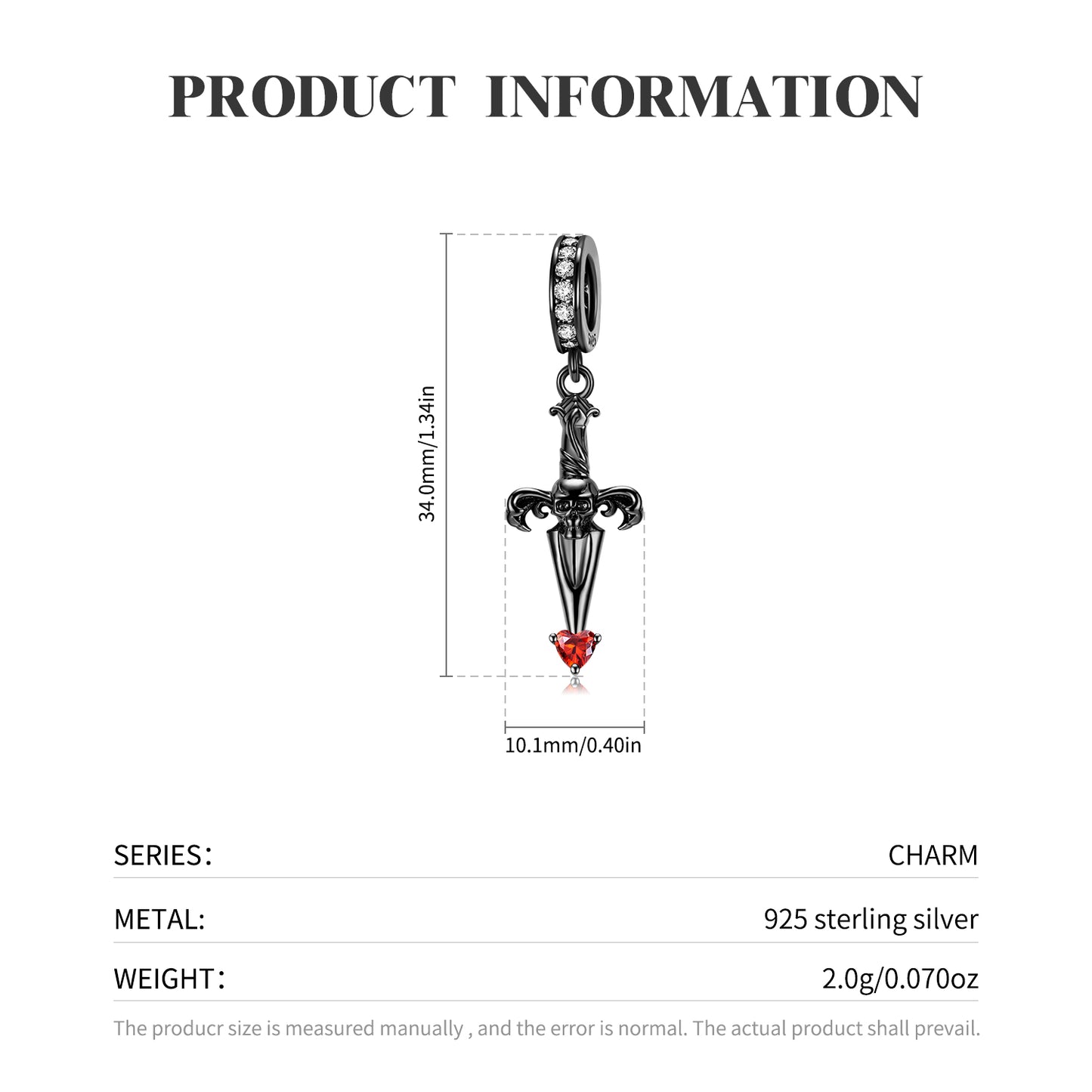 S925 Sterling Silver Black Gold Cross Sword Heart Dangle Charm Gothic Pendant Bead For DIY Charm Bracelet Necklace Jewelry Gift