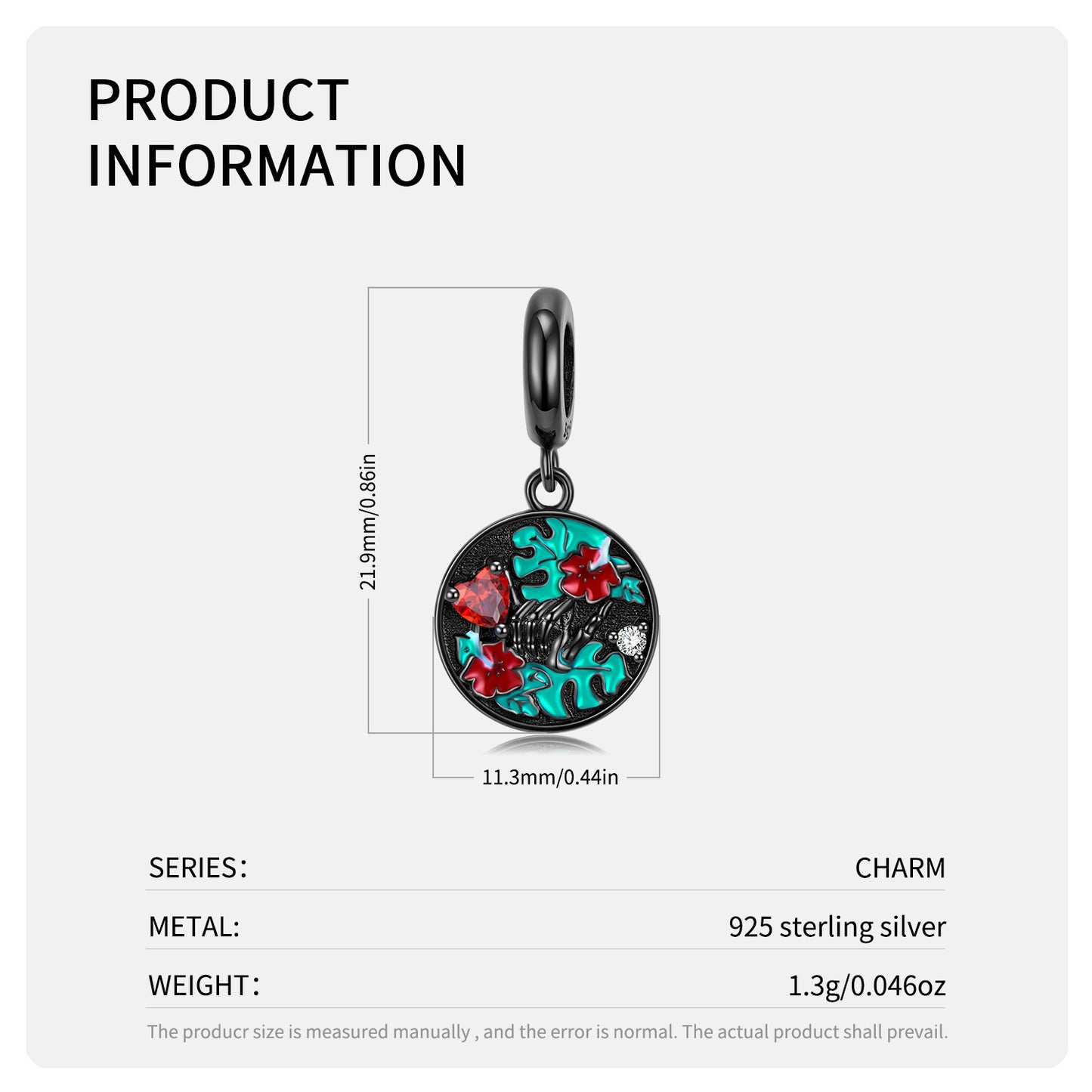S925 Sterling Silver Black Gold Skull Hand Tag Dangle Charm Punk Pendant Bead For DIY Charm Bracelet Necklace Jewelry Gift