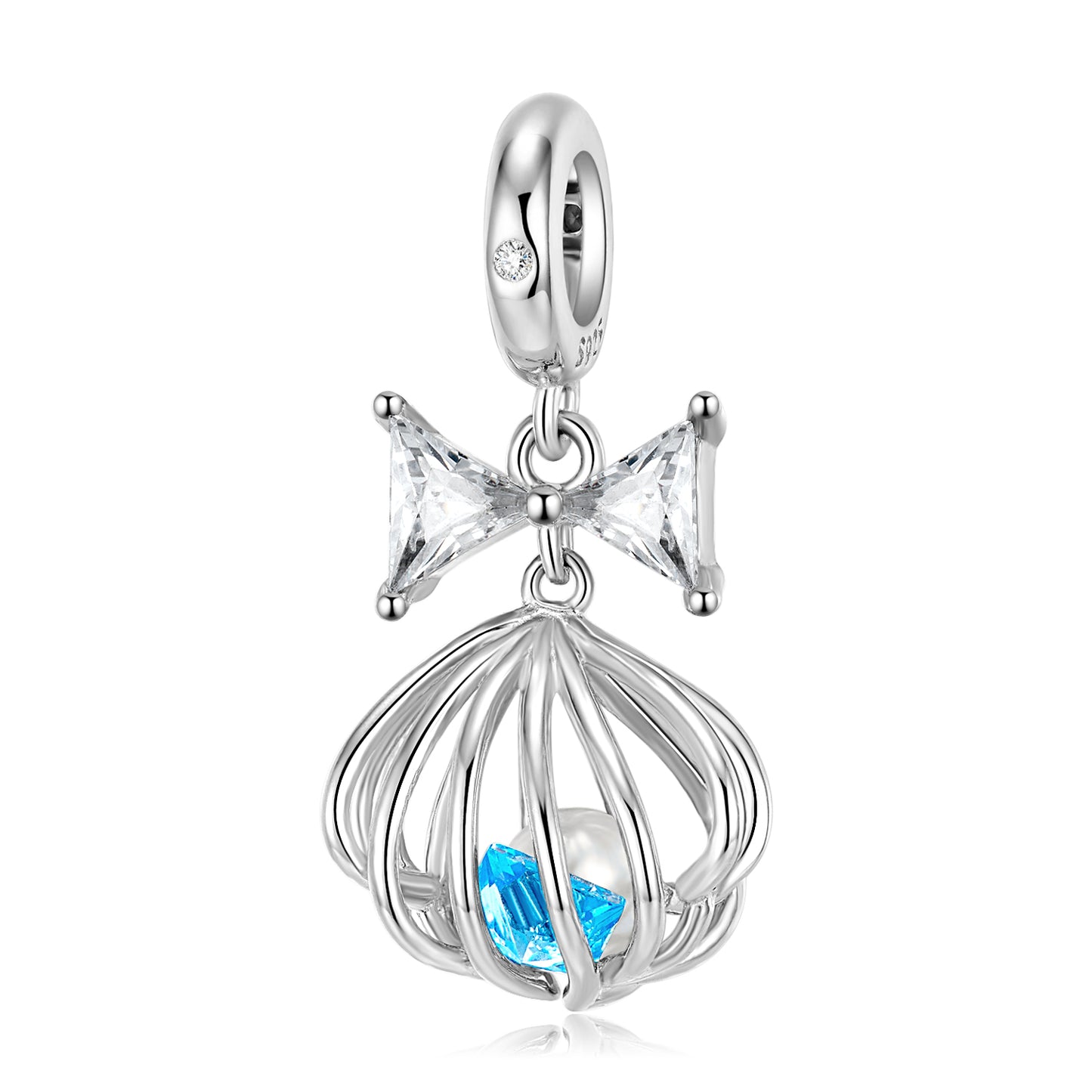 S925 Sterling Silver Blue Shell Heart Dangle Charm Ocean Love Pendant Bead For DIY Charm Bracelet Necklace Jewelry Gift