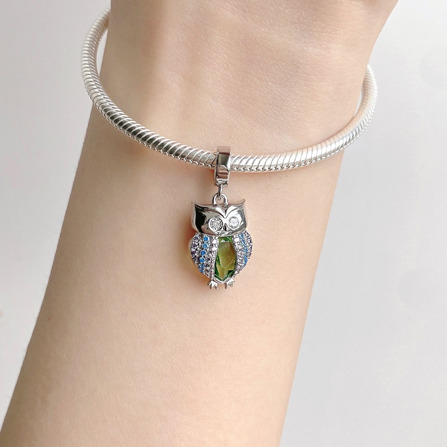 S925 Sterling Silver Owl Dangle Charm Minimalist Bird Pendant Bead For DIY Charm Bracelet Necklace Jewelry Gift