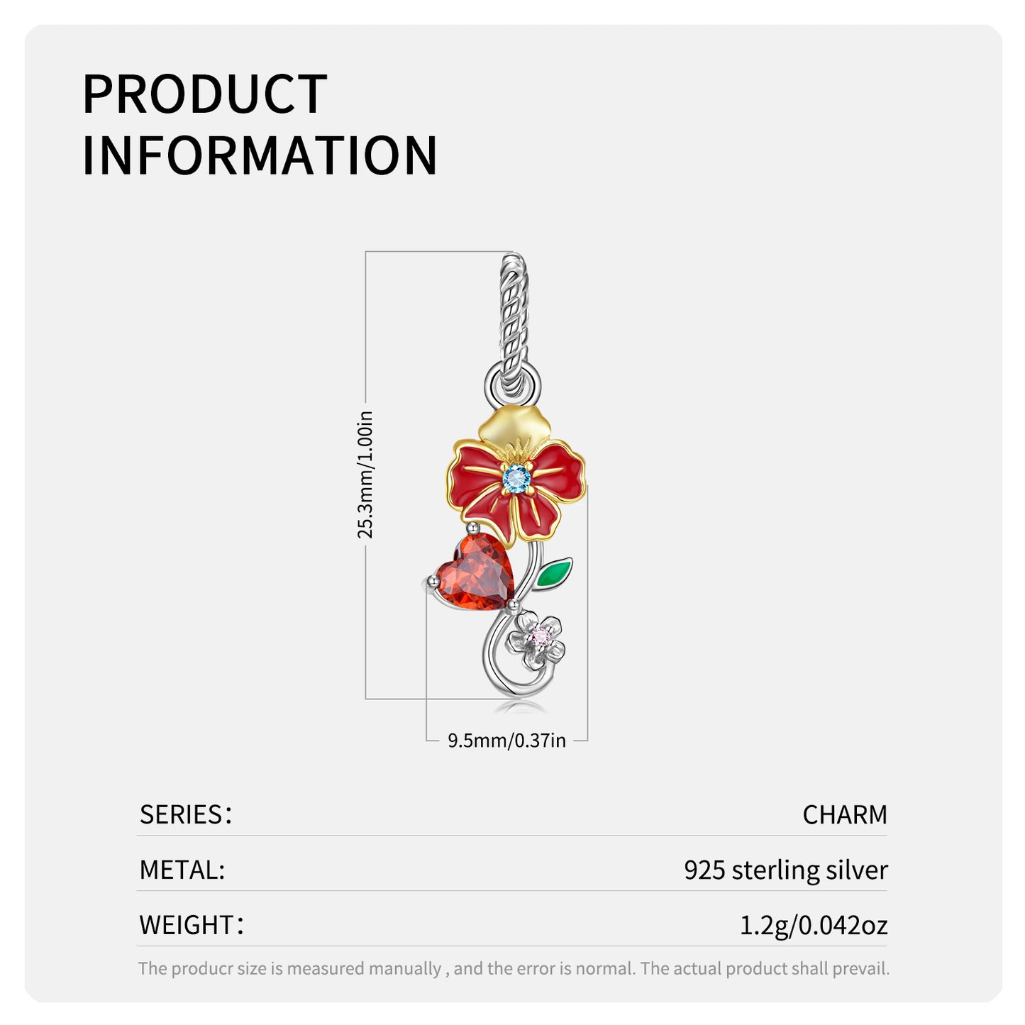 Original Design S925 Sterling Silver January Carnation Dangle Charm, January Birth Flower, Flower Language Series, CZ Charm Bead For DIY Bracelet Necklace, Pandora Compatible Jewelry Gift